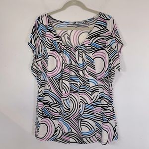 Worthington Woman Cap Sleeve Relaxed Fit Size 2X Geometric Print Stretch Shell